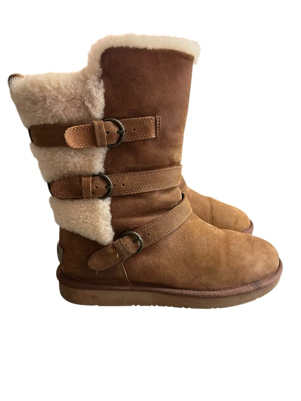 UGG Australia Becket Shearling Buckle Boots Chestnut Brown Women’s Size 8
